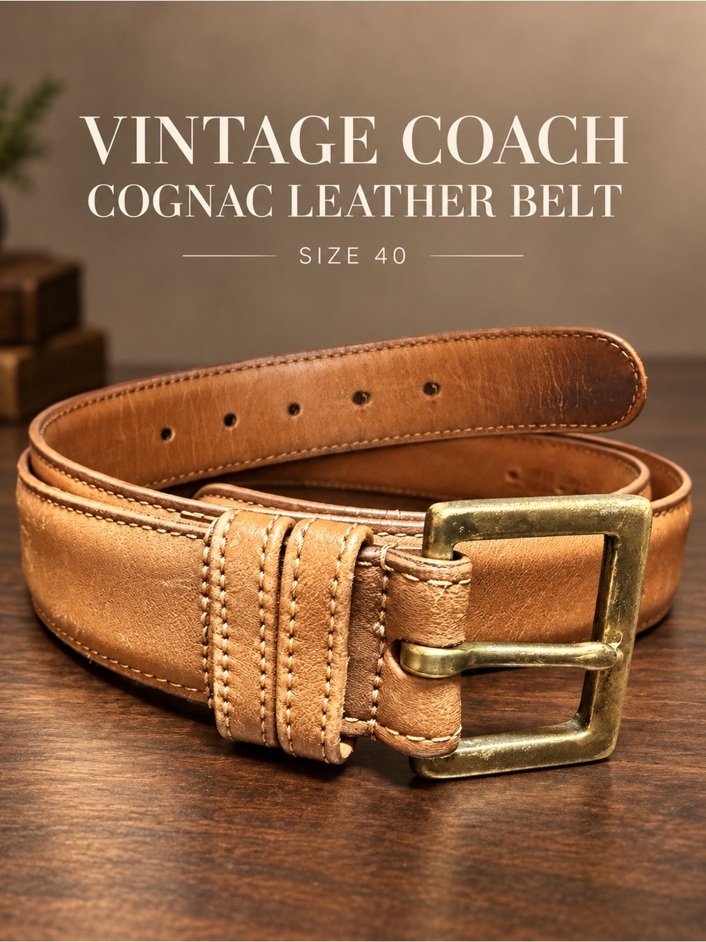 Vintage Coach 7400 British Tan Leather Belt Size 40